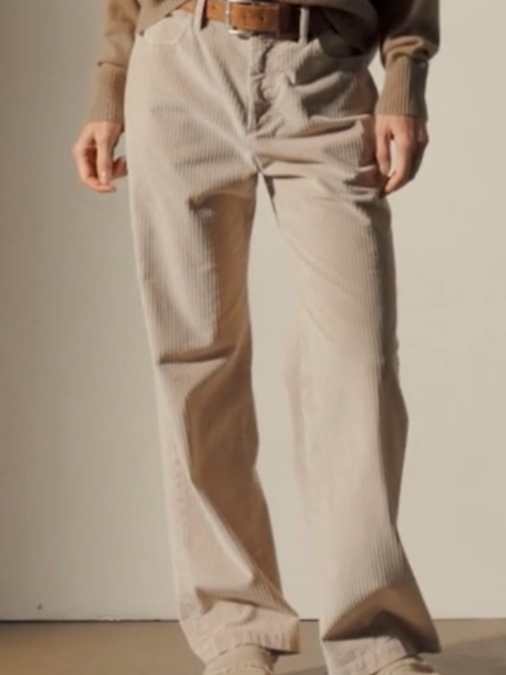 James Perse Women’s Light Beige Straight Corduroy Pant